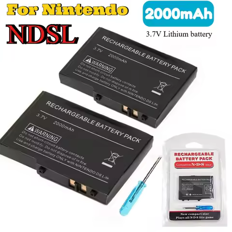 Game Console Built-in Battery for Nintendo NDSL Host Batterie 2000mAh 3.7V Lithium Rechargeable Repl
