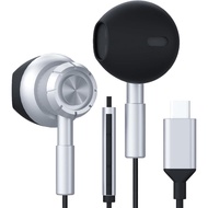 Fon Kepala USB C untuk iPhone 17 16 15, Earbud Berwayar Stereo HiFi dengan Kawalan Volume Mikrofon, 