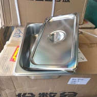 Stainless Steel Food Pan Container + Lid 1/ 3 x 6.5 cm Stainless Hygienic Topping Container (32.5 x 