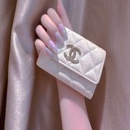 Chanel 限定浮雕logo錢包卡包白色荔枝皮