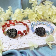 金曜石銀曜石九尾狐星光漸層藤葉編織手鍊