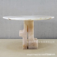 ‍🚢Natural Luxury Stone Italian Minimalist Marble Living Room Home Designer Model High-End Villa Simple Jade Dining Table