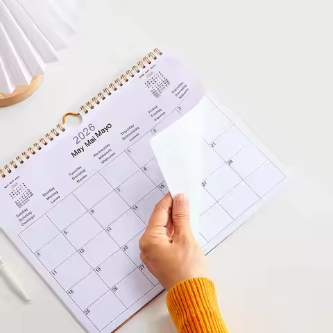 2026 Calendar 12 Months Wall Calendar from January 2026 to December 2026, Multilingual Coil Planner 