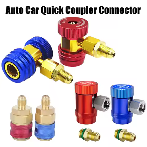 R134A/R1234YF A/C AC Compressor R-134A Manual Quick Coupler Adapter Air Condition 1/4 SAE Connectors