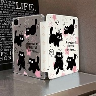 [Free stylus] Origami black cat iPad Case for iPad with pen compartment, accessories Shockproof Case