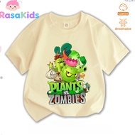 【Hot Sell】Kids Plants vs Zombies Game Tshirt Baju Budak Lelaki Fun Cartoon Print Unisex Short Sleeve
