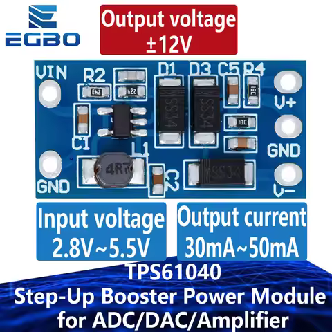 1~5PCS TPS61040 Step-Up Booster Power Module DC2.8V~5.5V To 12V 50MA for ADC/DAC/Aamplifier/18650 Ba