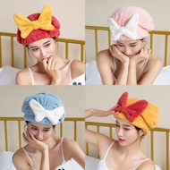 [COD] Hair Drying Cap Women Thickened Super Absorbent Coral Velvet Bow Dry Hair Cap Quick-Drying Hai
