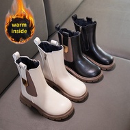 Stock Sale Girls Fashion Boots Autumn Winter Warm Fur Children's Rubber Boots Anti-skid Medium Big K