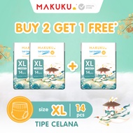 [BUY 2 GET 1 FREE] MAKUKU SAP Diapers Soft Care Pants Ukuran NB-S/M/L/XL/XXL Popok Bayi Anti Gumpal 