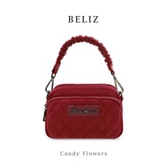 Candy Flowers Crossbody Bag Beliz Model Diamond Cut Front Design Pleated Short Strap Removable Long 