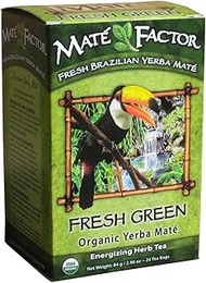 The Mate Factor Yerba Mate Energizing Herb Tea Bag, Organic Fresh Green, 24-Count Box