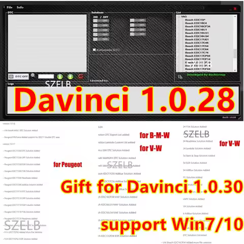 Latest Repair Software Activate Davinci 1.0.28 REMAPPING Job in KESS/KTAG/Other DAVINCI ECU Repair T