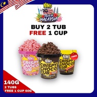 [2 TUB + FREE 1 CUP] NIMS Crispy Chocotub Mini Series 140g – Cereal Rangup Coklat / Snack Sedap / Re