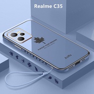 Casing Realme C35 Case Plating Cover Maple Leaves Soft TPU Phone Case Realme C35