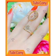 Women's ring N1189 - 74 Tubi Cony gold plated with white cz crown style