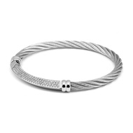 CHARRIOL Bangle Model 04-101-1273-1 -CZ Stones -Steel -Better HaIt-Steel Cable