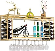 Wine Rack Wall-Mounted Wine Glass Rack 2-Layer Stainless Steel Household Wine Bottle Rack Wine Cabinet With Glass Holder And Shelf For Bars, Homes, Kitchen &amp; Dining Home Decoration