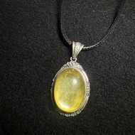 太陽神經叢 s925 純銀 金鋰雲母 項鍊 古典 雕花 包邊項鍊