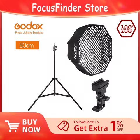 Godox 80cm Light stand Umbrella Octagon Umbrella Softbox Hot Shoe Bracket Kit for Nikon Canon Godox