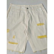 American Style Frayed Ripped Denim Shorts Men Summer Street Wear Thin Style Straight Casual Five-poi