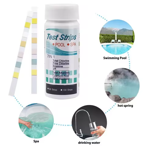 7 in 1 Swimming Pool PH Test Paper Chlorine PH Value Alkalinity Hardness Test Strip PH Tester Pool C