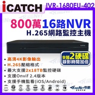 Available NVR IVR-1680EU-402 4K Dual Hard Drive M Unknown ICATCH 16-Channel 8 Million 4K Video Host 