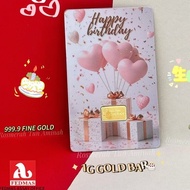 KEDAI EMAS ROSMERAH 999.9 HAPPY BIRTHDAY GOLD BAR 1 GRAM  生日快乐 1克 金片 （999.9金）