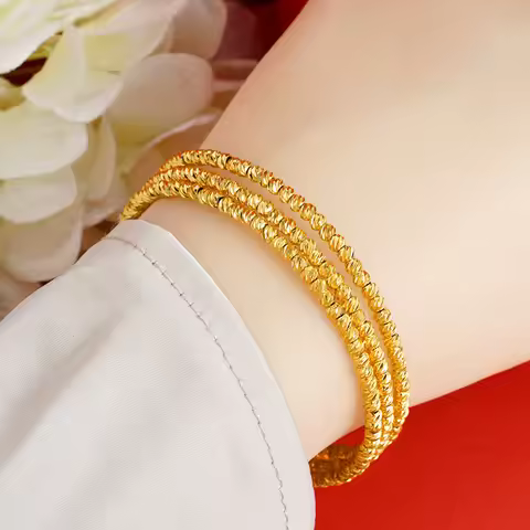 Luxury 24K 9999 Pure Gold real gold Women's Didi Ball Bracelet