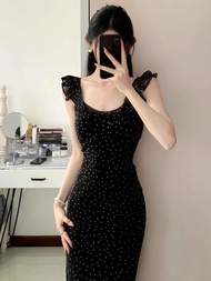 Polka Dot Floral Suspender Women French Waist-hugging New Fashionable Temperament Dress