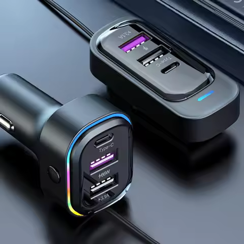 Car USB Chargers Multifunctional Phone Charge Device 66W+15W Quick Charge with 6 Charge Ports for 12