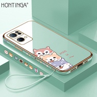 Hontinga Casing Case For OPPO Reno 7 Pro Reno7 Pro 5G Case Fashion Cute Hat Girl Luxury Chrome Plated Soft TPU Square Phone Case Full Cover Camera Protection Anti Gores Rubber Cases For Girls