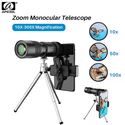 APEXEL 10-300X40 Telescopic Zoom Monocular High-definition Telescope 4K Professional Monocular Teles