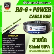 สายสัญญาณ RG6+สายไฟ (ต่อ 1 ม้วน 100เมตร) สายนำสัญญาณกล้องวงจรปิด RG6+power 100M