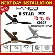 Fanco Ceiling fan with light | B-Star Ceiling fan with light and remote| Size:36/46/52 | bstar | b star Cheapest DC Fans | Includes Remote Control 3-Tone LED Light | Singapore Warranty | Free Express Delivery|