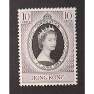 HONG KONG , CORONATION 2/6/1953, 10 CENTS, MINT, FOXING & HINGED!