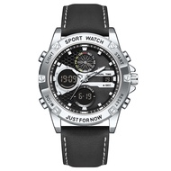 LIGE นาฬิกาข้อมือผู้ชาย FOXBOX หรูหรานาฬิกาแฟชั่นสองเวลา Jam Tangan Digital ปฏิทินกันน้ำนาฬิกากีฬา +