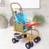 Baby Carriage Sitting Lying Baby Rattan Chair Stroller Foldable Baby Bamboo Trolley Travel Bamboo Woven Hair Generation
