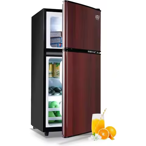 Compact topfreezer refrigerator with 3.5 Cu.Ft capacity and 7level adjustable thermostat control for