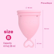 เซตถ้วยอนามัย FlowDays SizeB ครบชุด (ถ้วย+น้ำยาล้าง+Flowmate)เลือกสีถ้วยได้