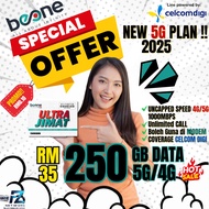 (LATEST OCT 2025) SIM CARD BEONE PREPAID 4G/5G COVERAGE CELCOM DIGI - SIMKAD UNLIMITED HIGH SPEED DA