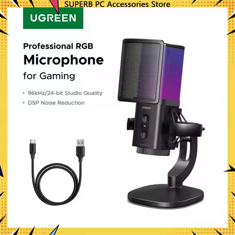 UGREEN USB Microphone Touch Mute Button and RGB Lighting Suitable for PC Mac Gaming Karaoke Recordin