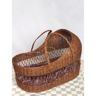 Raga bayi / Bakul travel bayi anyaman rotan dgn kusyen / Baby rattan basket w cushion bed / Baby por