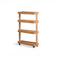 Storage Cart sturdy Wood Narrow Rolling Organizer Mobile Shelf Unit for Living Room Bedroom Kitchen 