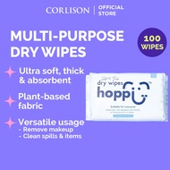 Hoppi Premium Dry Wipes / Baby Wipes / Baby Cleaning Wipes (Gentle) - 100 Sheets