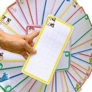Set of 10 rectangular cards sized 7*21cm, laminated with erasable plastic, built-in magnet to attach