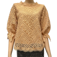 เสื้อลูกไม้คอตตอนสวมหัว ซับในลินิน ซิปข้าง ผู้ใหญ่ อก 38" 40" 42" 44" 46" 48" 50" อินกะออย In Ka Oil