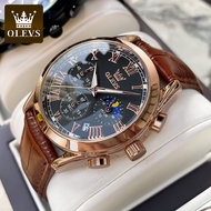 in stock Olevs Waterproof Leather Men Watch OLevs Jam Tangan Lelaki Original Waterproof Men Watch Da