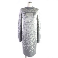 Excellent condition HERMES Jungle Love cashmere and silk mock neck knit dress, gray, size 34, made i