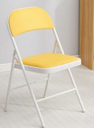時尚彩色摺椅（加強鋼板底座雙層海綿白腿黃色）#KHH